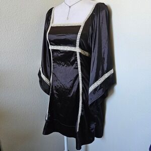 Volume One Whimsygoth Satin Lace Mini Dress Kimono Sleeve